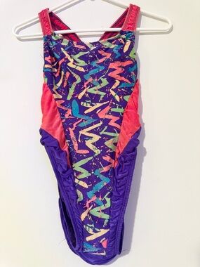 Vintage The Finals One Piece Swimsuit Colorful Abstract Pattern